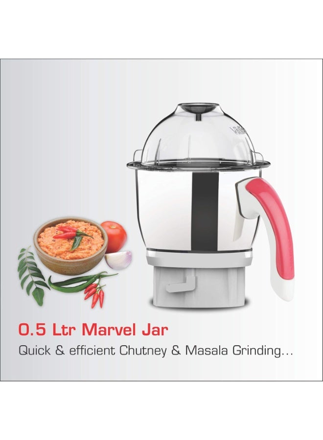 Vidiem Mixer Grinder 539 A Eva Rose (Pink with White) | 750 Watts Mixer Grinder with 3 Leakproof Jars with self-lock for Wet & dry spices, chutneys & curries | 5 Years Warranty | Mixer grinder - Image 4